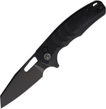 Petrified Fish Trilobite Button Lock Black G10 Folding 14C28N Sandvik Pocket Knife FE17DDW