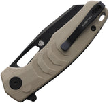 Petrified Fish Trilobite Button Lock Khaki G10 Folding 14C28N Sandvik Pocket Knife FE17KDW