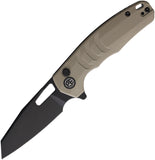 Petrified Fish Trilobite Button Lock Khaki G10 Folding 14C28N Sandvik Pocket Knife FE17KDW