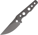 Petrified Fish Bison L Gray Stonewash Bohler N690 Fixed Blade Knife w/ Sheath FE18GAK