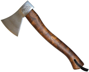 Prandi German Style Hatchet Brown Wood 14.25" Carbon Steel Axe 0306A