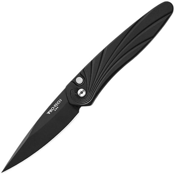 Pro Tech Automatic Newport Knife Button Lock Black Aluminum S35VN Knife K3437