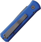 Pro Tech Automatic Godson Knife Button Lock Left Hand Blue Aluminum 154CM Blade 720BLUELH