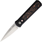 Pro Tech Automatic Godson Knife Button Lock Black Aluminum & Copper Carbon Fiber 20CV Blade 7210