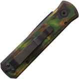 Pro Tech Automatic Godson Knife Button Lock Left Hand Woodland Camo Aluminum 154CM Blade 721LHWOODLAN