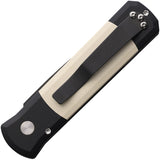 Pro Tech Automatic Godson Knife Tuxedo Black Aluminum & Ivory Micarta 154CM Blade 752