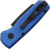 Pro Tech Automatic Runt 5 Knife Button Lock Blue Aluminum CPM-20CV Reverse Tanto Blade R5203BL