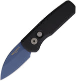 Pro Tech Automatic Runt 5 Knife Button Lock Black Aluminum Denim MagnaCut Blade R5303DENIM