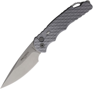 Pro Tech Automatic Tactical Response 4 Knife Gray Aluminum 154CM Drop Pt Blade T4105FBWGREY