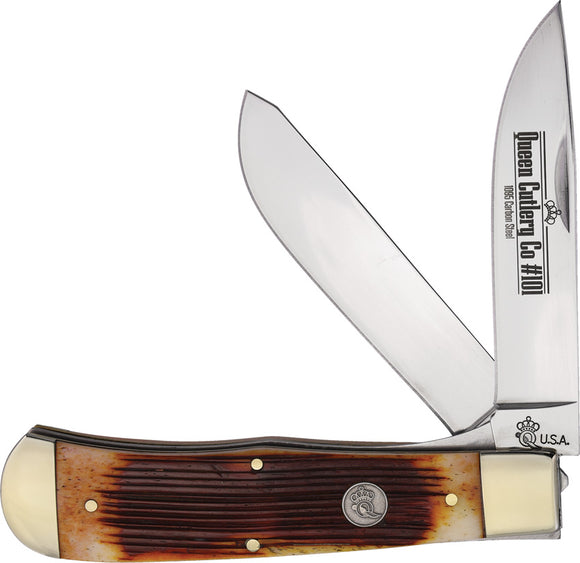 Queen Linerlock Amber Winterbottom Jigged Bone Folding 1095HC Pocket Knife WB206L