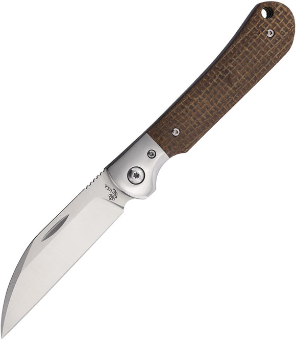 Queen Pattern 84 Slip Joint Brown Burlap Micarta Folding Bohler M390 Pocket Knife M84
