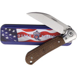 Queen Pattern 84 Slip Joint Brown Burlap Micarta Folding Bohler M390 Pocket Knife M84