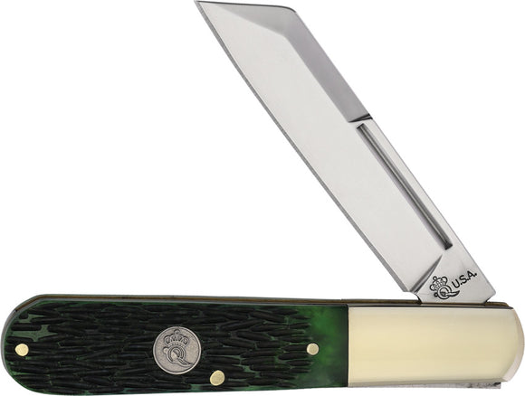 Queen Large Barlow Slip Joint Green Peachseed Bone Folding 1095HC Pocket Knife PS180