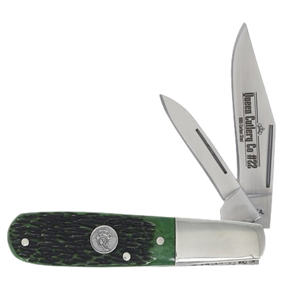 Queen Barlow Green Jigged Folding 1095 Carbon Steel Pocket Knife GPSB281