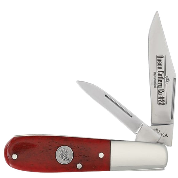 Queen Barlow Red Smooth Folding 1095 Carbon Steel Pocket Knife RSB281