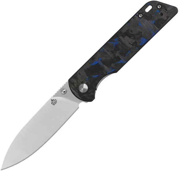 QSP Knife Parrot V2 Linerlock Blue Carbon Fiber & G10 Folding D2 Steel Pocket Knife 102V2H