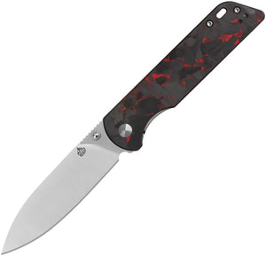 QSP Knife Parrot V2 Linerlock Red Carbon Fiber & G10 Folding D2 Steel Pocket Knife 102V2I