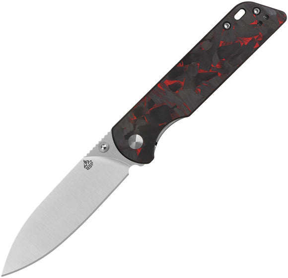 QSP Knife Parrot V2 Linerlock Red Carbon Fiber & G10 Folding D2 Steel Pocket Knife 102V2I