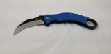 QSP Eagle Blue Folding Hawkbill Karambit Knife 120d