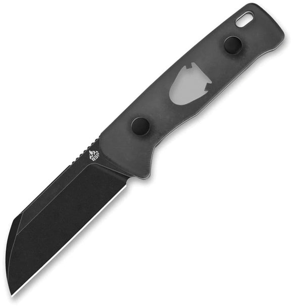 QSP Knife Baby Penguin Clear Acrylic Black 14C28N Fixed Blade Knife w/ Sheath 130BPA2