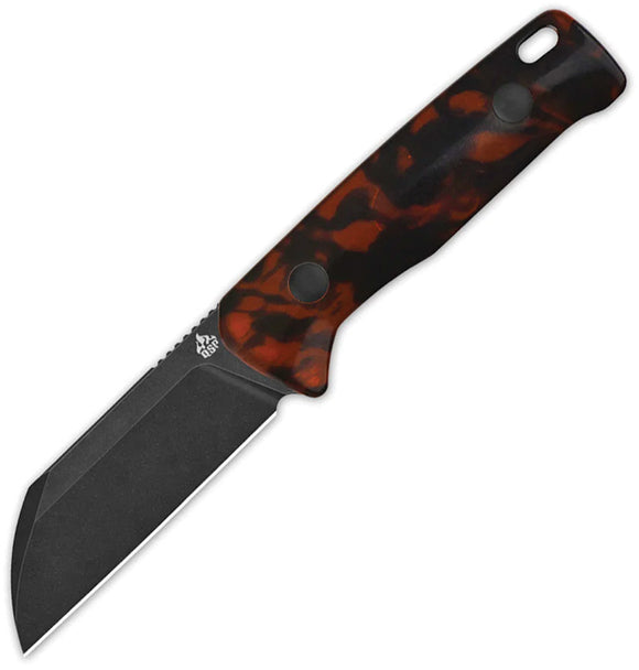 QSP Knife Baby Penguin Tortoise Resin Black 14C28N Fixed Blade Knife w/ Sheath 130BPB2
