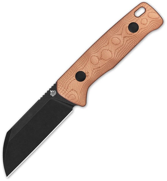 QSP Knife Baby Penguin Copper Foil G10 Black 14C28N Fixed Blade Knife w/ Sheath 130BPC2