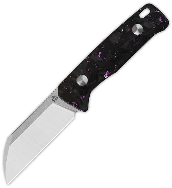 QSP Knife Baby Penguin Purple Carbon Fiber 14C28N Fixed Blade Knife w/ Sheath 130BPE1
