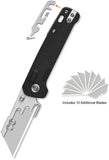 QSP Knife Penguin Workmate Glyde Lock Black FRN Folding Utility Pocket Knife 130UTA