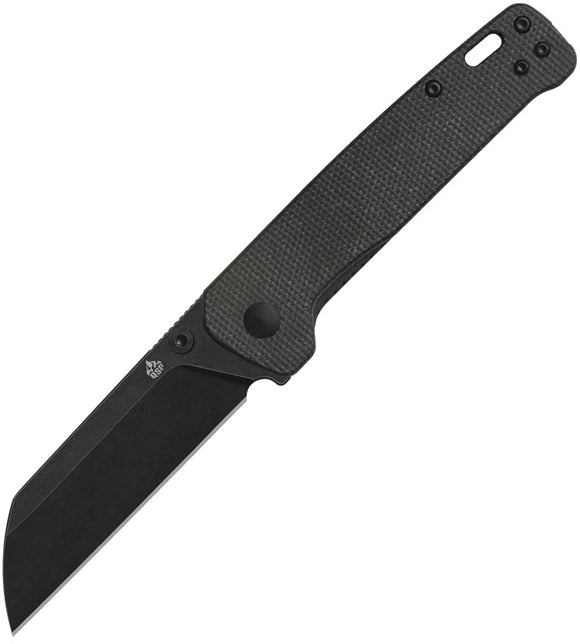 QSP Knife Penguin V2 Linerlock Dark Brown Micarta Folding Black D2 Steel Pocket Knife 130V2A2