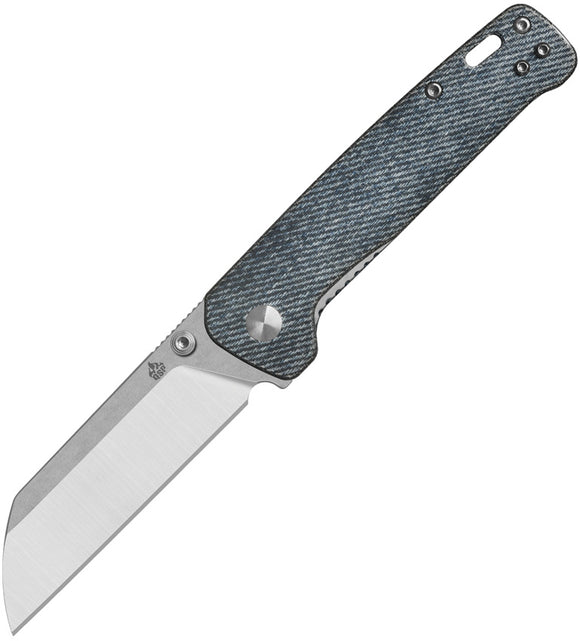 QSP Knife Penguin V2 Linerlock Denim Micarta Folding D2 Steel Pocket Knife 130V2B1