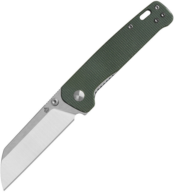 QSP Knife Penguin V2 Linerlock Green Micarta Folding D2 Steel Pocket Knife 130V2C1