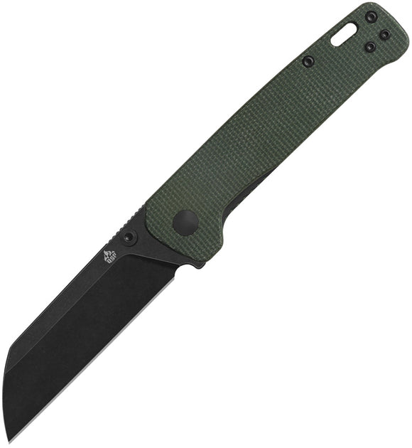 QSP Knife Penguin V2 Linerlock Green Micarta Folding Black D2 Steel Pocket Knife 130V2C2
