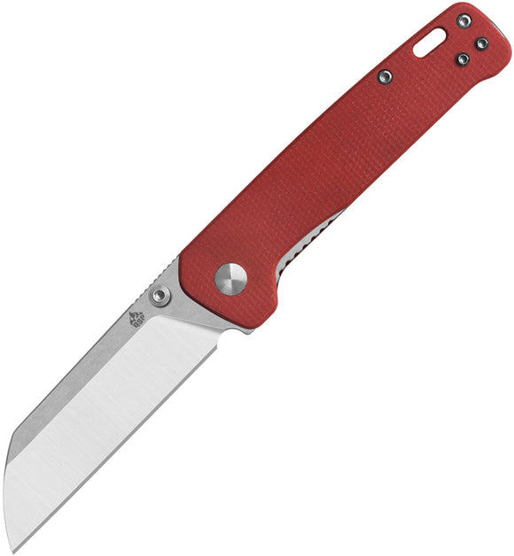 QSP Knife Penguin V2 Linerlock Red Micarta Folding D2 Steel Pocket Knife 130V2D1