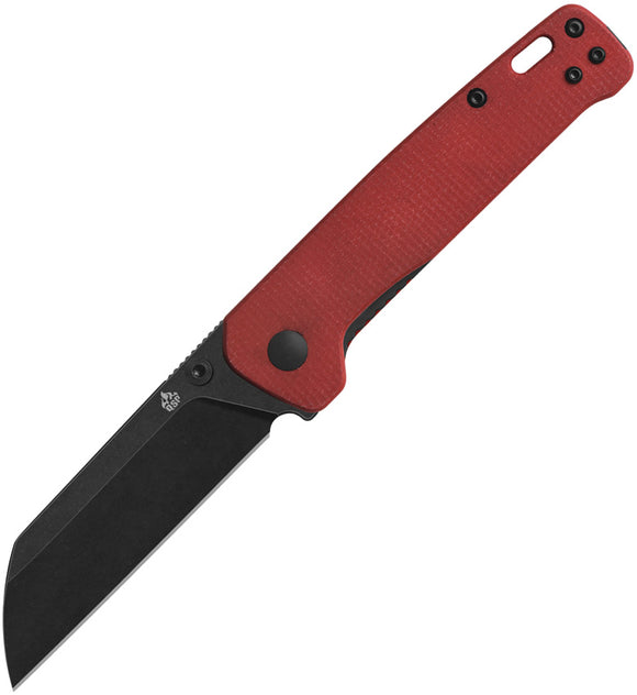 QSP Knife Penguin V2 Linerlock Red Micarta Folding Black D2 Steel Pocket Knife 130V2D2
