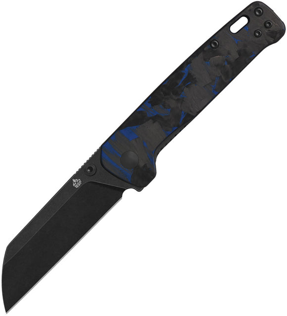 QSP Knife Penguin V2 Linerlock Blue Carbon Fiber & G10 Folding D2 Steel Pocket Knife 130V2E2