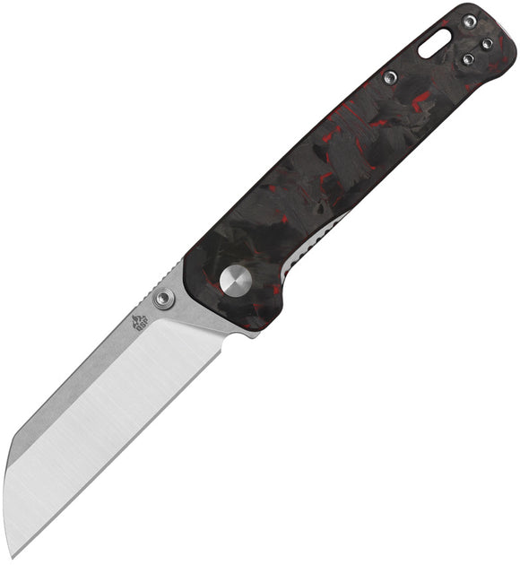 QSP Knife Penguin V2 Linerlock Red Carbon Fiber & G10 Folding D2 Steel Pocket Knife 130V2F1