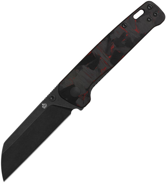 QSP Knife Penguin V2 Linerlock Red Carbon Fiber & G10 Folding D2 Steel Pocket Knife 130V2F2