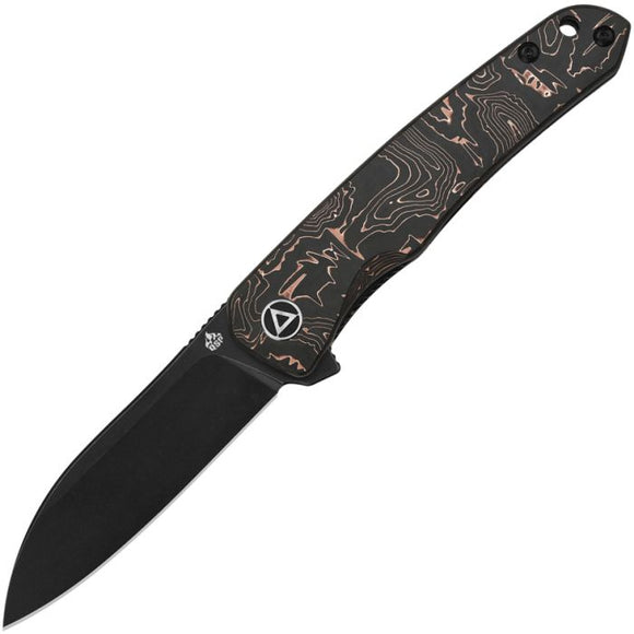 QSP Otter Pocket Knife Linerlock Copper Carbon Fiber Folding Black S35VN 140B2