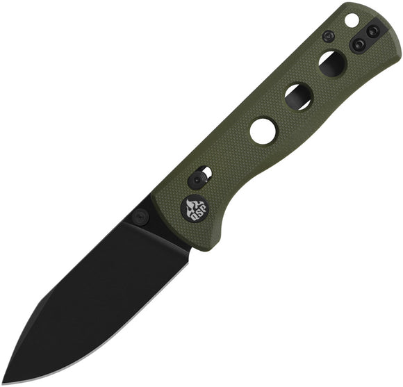 QSP Knife Canary Glyde Lock OD Green G10 Folding Black 14C28N Pocket Knife 150GLB2