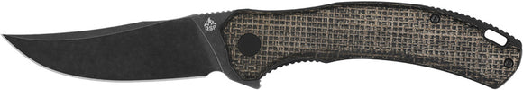 QSP Knife Walrus Linerlock Dark Brown Micarta Folding Black D2 Steel Knife 151B2