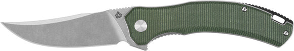 QSP Knife Walrus Linerlock Green Micarta Folding D2 Steel Pocket Knife 151C1