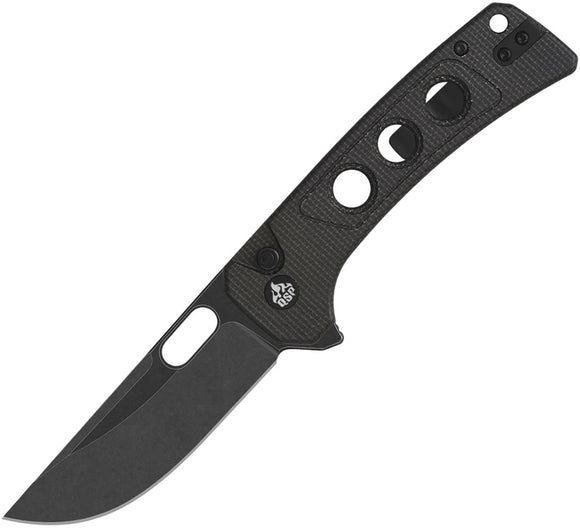 QSP Knife Unicorn Button Lock Dark Brown Micarta Folding Black 14C28N Pocket Knife 156A2