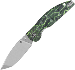 QSP Knife Turtle Punk Linerlock Black & Green G10 Folding 14C28N Pocket Knife 158C1