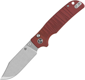 QSP Knife Kali Button Lock Dark Red G10 Folding 14C28N Pocket Knife 159A1