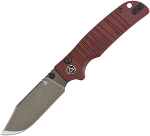 QSP Knife Kali Button Lock Dark Red G10 Folding Champagne 14C28N Pocket Knife 159A2