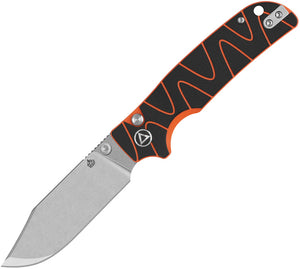 QSP Knife Kali Button Lock Black & Orange G10 Folding 14C28N Pocket Knife 159D1