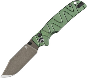 QSP Knife Kali Button Lock Green Aluminum Folding Champagne 14C28N Pocket Knife 159E2