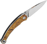 QSP Knife Dolphin Linerlock Stabilized Wood Folding 14C28N Pocket Knife 161B