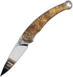 QSP Knife Dolphin Linerlock Stabilized Wood Folding 14C28N Pocket Knife 161B