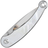 QSP Knife Dolphin Linerlock White Pearl Shell Folding 14C28N Pocket Knife 161C